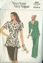 9937 EZ VOG SS-LS SHAPED FLARE TOP, SKIRT LENGTHS PATTERN 8-12